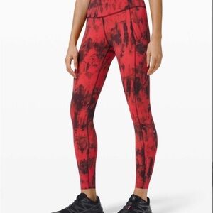 lululemon athletica Red and Black Tie-Dye Leggings